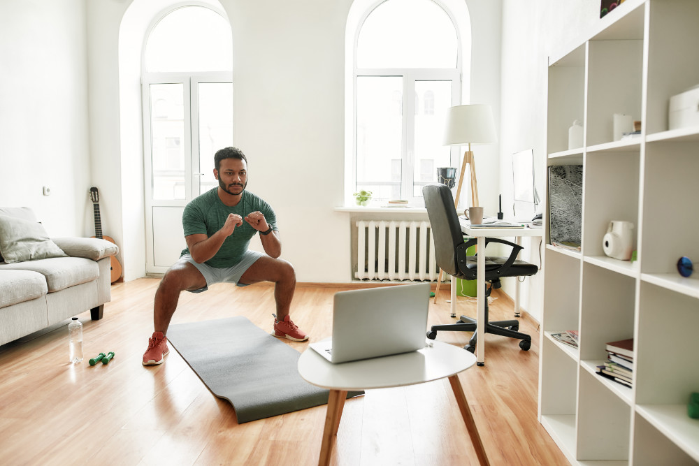 Man training at home
